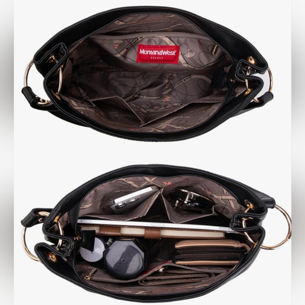 Montana West Black Shoulder Bag with Gold Accents.NWT. - Picture 3 of 10